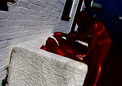 Blindfolded dude gets his cock sucked before hardcore sex