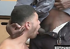 Officer's intense impaling of a perp on his big black dick for a raw, hard barebacking