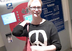 Perky Blonde College Girl Paid For Public Blowjob