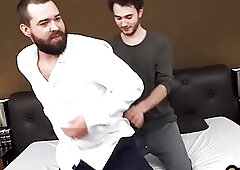 Hairy skinnier stud fucks his handsome BF till he cums