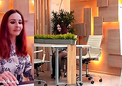 Jeny Smith pretends it's a job interview but slowly teases the guy on camera