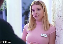 Blonde Freya shares a secret outdoor encounter with a striking stranger