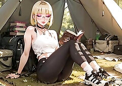The bespectacled golden-haired nerd went to the forest with books and a backpack, but instead of quiet camping, hard and filthy sex was awaiting for h