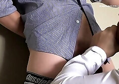 Blowjob for MonsterCock in the office massive cumshot