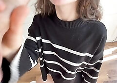 Lascivious StepSis entreats to suck my Penis and ends up getting screwed doggy style with her large butt – POV