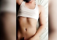 Femboy masturbation, posing and cum