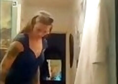 SUNSHINE Post-Work Splashes in a Blue Polkadot Dress 9764