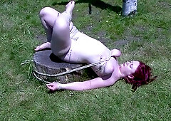 Breasts In Pain - Tied Down Breast Predicament For Alexia