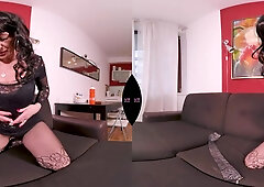 Hot Granny in Black Masturbates For You - Solo GILF Masturbation VR