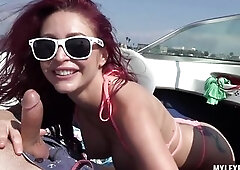 Busty Redhead Milf In Skimpy Bikini