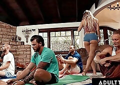 ADULT TIME - Meditation Instructor Lilith Grace Caught During Sneaky Deepthroat Gets GANGBANGED: Porn