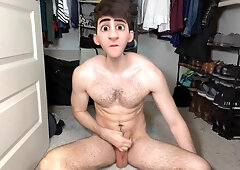 Teenager Dude Wanks his Ginormous Spunk-Pump