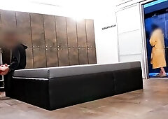 Hard shlong exhibitionism in a locker room for dudes and babes jointly. I show my weenie several time to 2 honeys that change raiment. Hard weenie bar