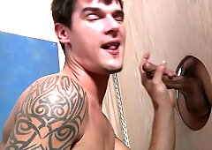 Men: Glory Hole Surprise with a Muscular Tattooed Latin Lover
