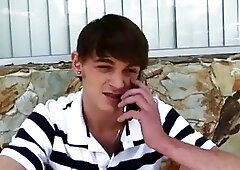 Gay guy pulls his big cock out to jerk off