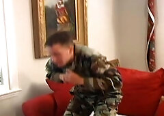 Active Duty: Giant Cock in Full View from Uniformed Guy