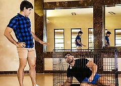 Diego Sans fucks caged slaveboy named Damien Stone