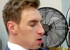 Intern plays with suit of his boss and gets caught doing it