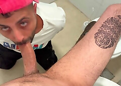 Big Arab Dick Blowjob In A Public Toilet