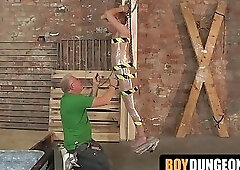 Dominated twink moans as master jerks him off wildly