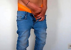 Jordan Wilder enjoys a kinky solo session in black and blue denim