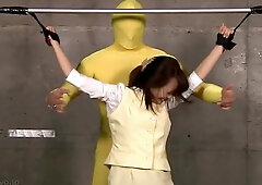 Japanese Office Lady Tied To Frame And Tickle