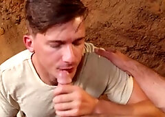 Next Door Originals: Jake Porter beside inked Leeroy Jones tongue kissing