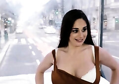 Hot brunette big boobs toying pink pussy