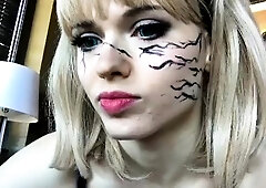 Deep throating blonde fetish babe swallows hot jizz