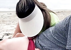 Stop jerking my cock, this is a public beach! Public anal.