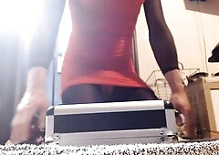 CD riding my recent ebony ramrod sex toy