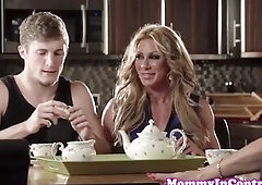 Older glam threeway action with 2 breasty milfs teaming up on a youthful schlong