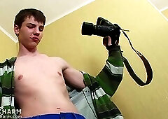 Horny boy takes out his pecker wanking off on cam