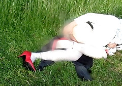 danish crossdresser in public park.