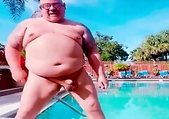 Chubby fat cock, grandpa jerking off, grandpa cums