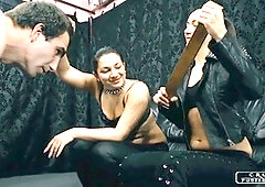 Sadistic punishments - Mistress Darkness and her lesbian companion deliver torment