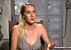 Beautiful bodied blond hair lady rough humped in bondage