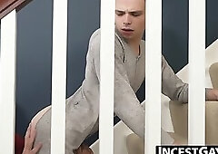 Horny holiday vacation turns to taboo fucking on stairs