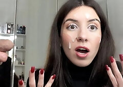 Ruined Makeup with Cum on Face - Public Cumwalk Covered in Sperm
