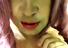 Crossdresser juvia jolie nearly geht caught stroking of her immense trunk in public