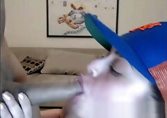 Amateur European women compete in a deepthroat blowjob session