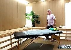 Hot BBW Remi Ferdinand Has Her Hairy Pussy Rubbed Good by The Masseur