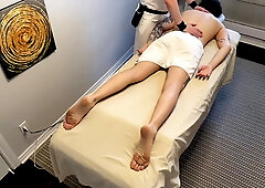Slim Guy Gets Deepthoat Massage From A New Masseur