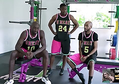 Cory Chase as the coach's wife takes on the entire team in a steamy gym gangbang