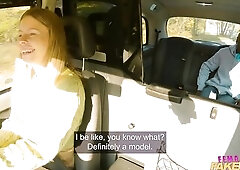 Female Fake Taxi - Scottish golden-haired Samantha Joiner rides UK DJ's large ebony knob