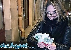 French Babe in Glasses Fucked on a Public Stairwell