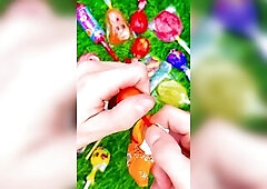 Gratifying clip Asmr lollipops candy unboxing clip Asmr opening episode and chocolate gummy candy