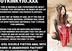 Spider cutie double fisting anal with AlexThorn in abandoned factory