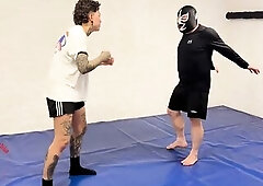 See KourtneyInked take on masked rider on the matts, that babe makes him tap over and over once more.