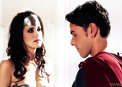 Lusty brunette with huge boobs Kimberly Kane jumps on a dick